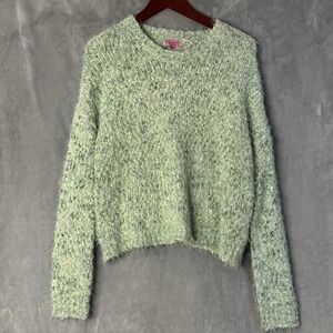 NWT Mi Ami for Francesca's Crewneck Sweater Women XL Green Eyelash Knit Fuzzy